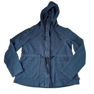 The North Face Hooded Jacket Women’s Blue Snap Up Casual Pockets Drawstring Med